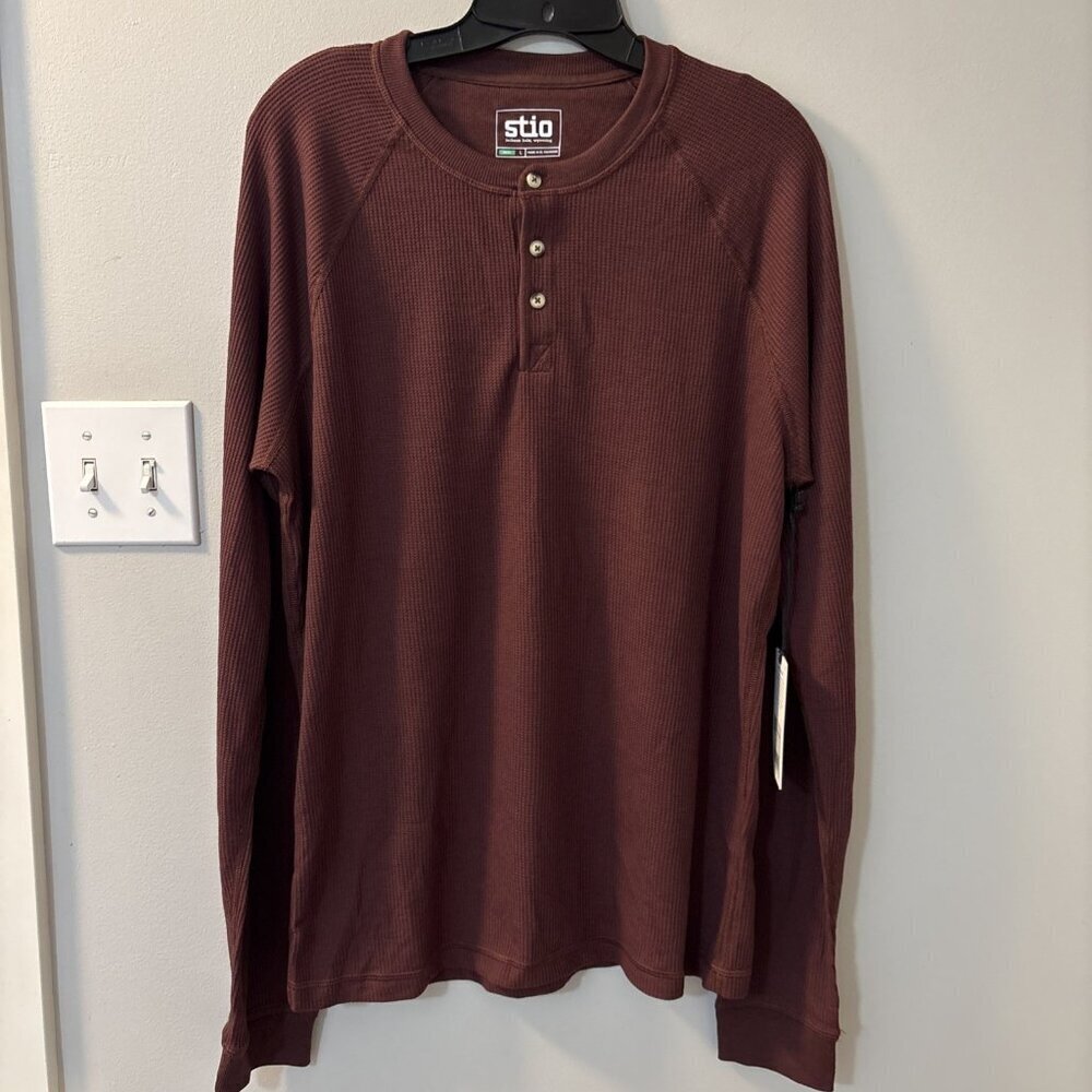 Stio Men’s Wister Waffle Henley Size Large In Lodge Beam (maroon) NWT